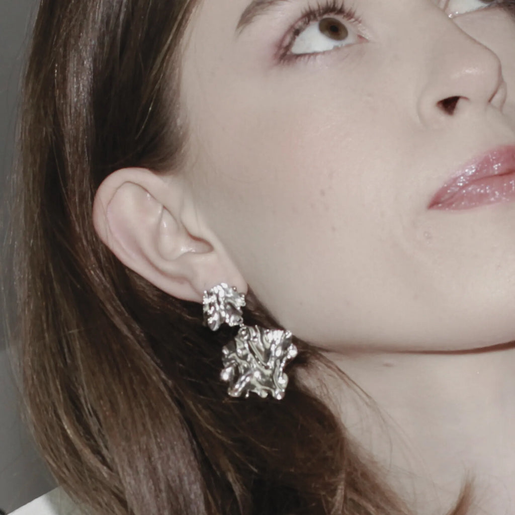 Courage Waterproof Quadrate Statement Earring 18K Gold Plating