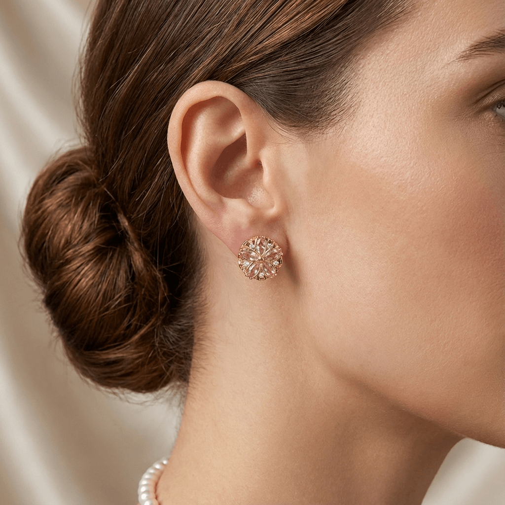 Boucles d'oreilles anti-stress fleur rose - BOAS006