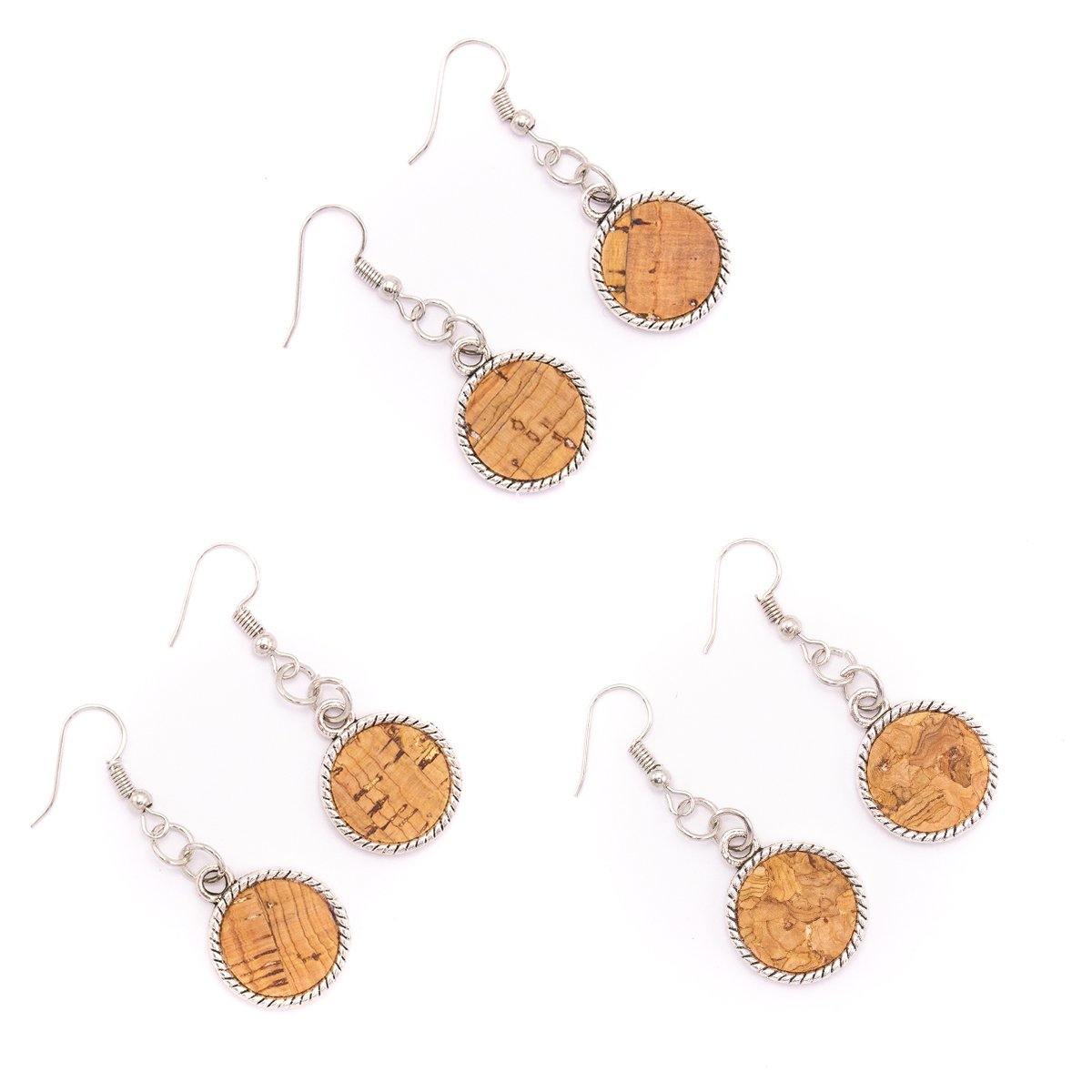 Natural cork earrings handmade ER-025