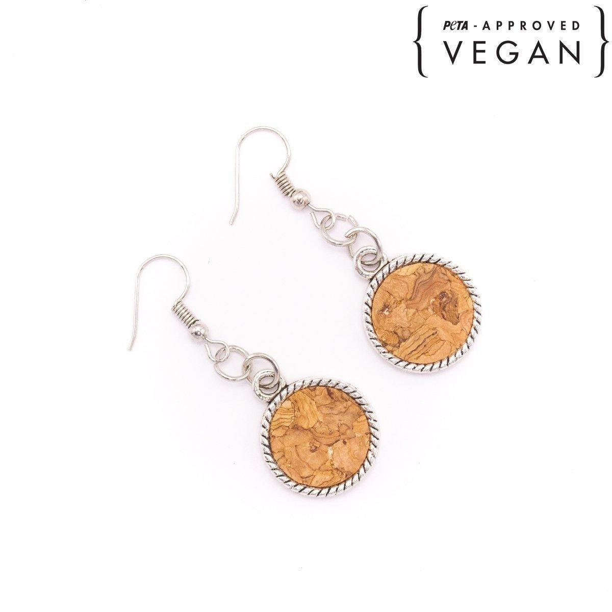 Natural cork earrings handmade ER-025