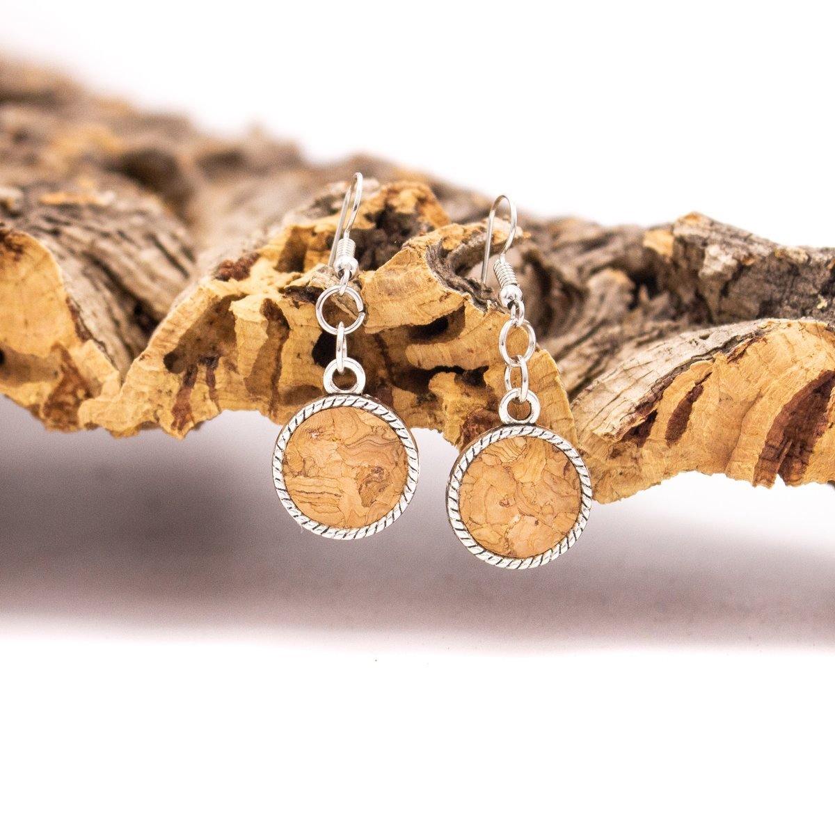 Natural cork earrings handmade ER-025